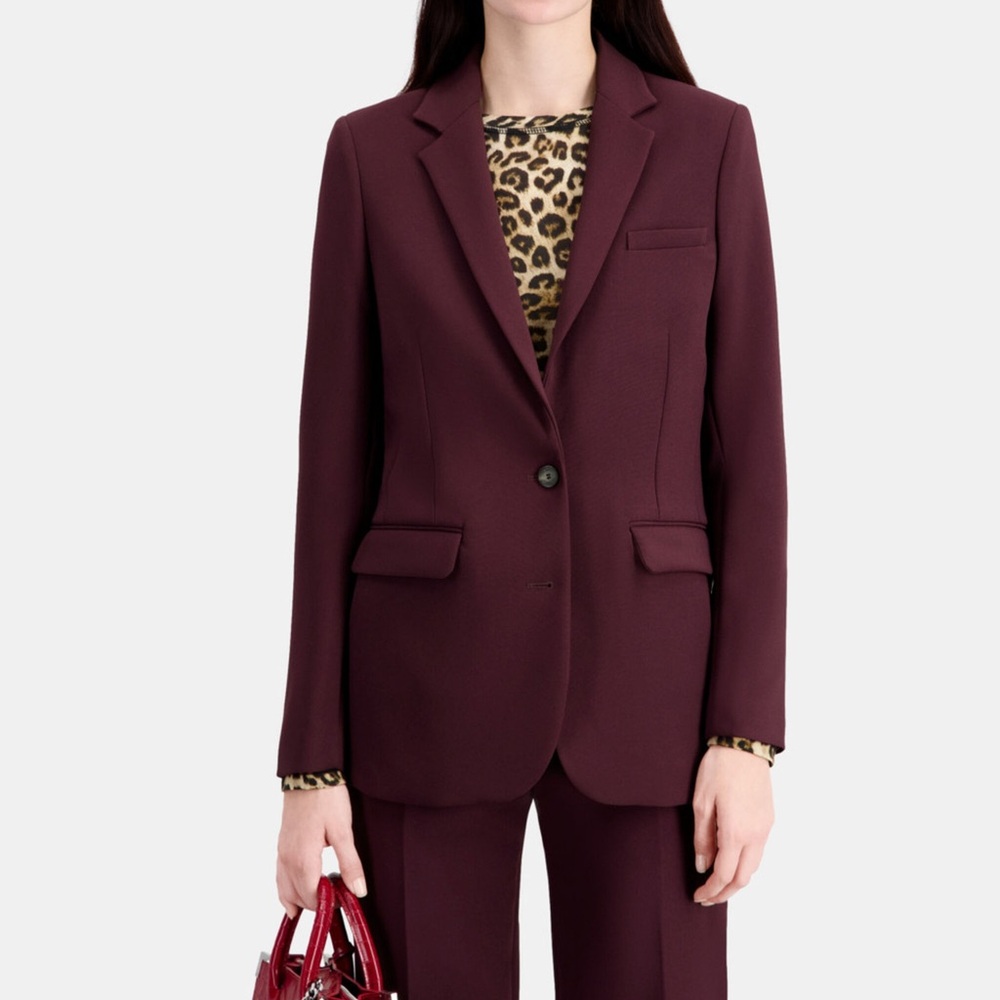 The Kooples Crepe Suit Jacket, Burgundy, EU 36/US 4